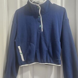 Loose Mock-Neck Performance Microfleece Top forOld Navy Kids Blue Fleece Sweater